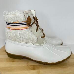 Sperry Top Sider Saltwater Duck Boots Sherpa Snow Rain Waterproof Sz 7.5 NEW
